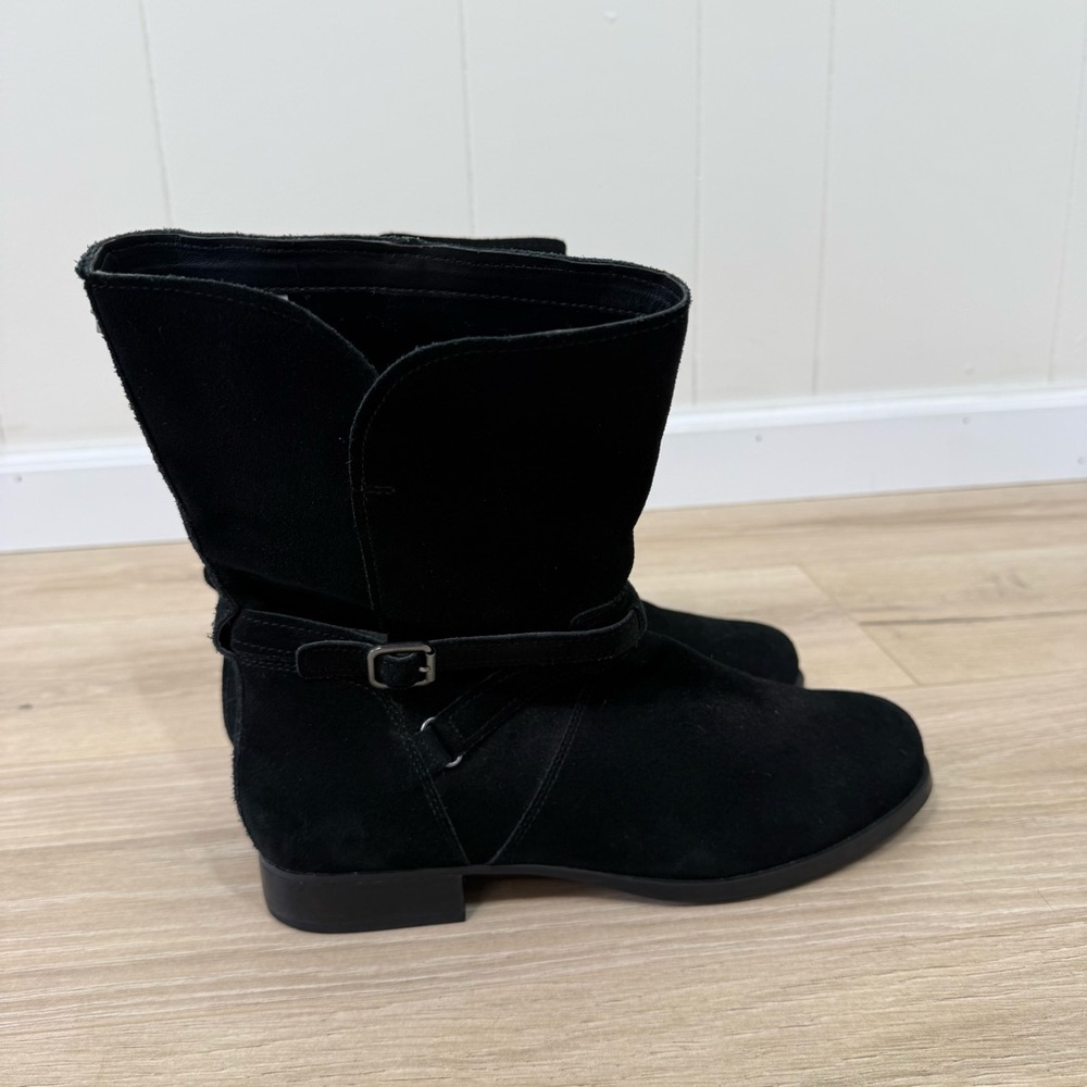 Black Suede Mid-Calf Women's Boots - Picture 7 of 9